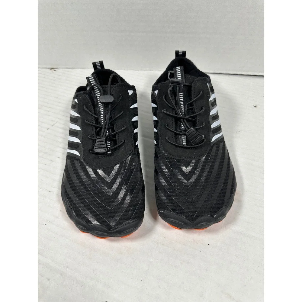 Barestep Barefoot Water Shoes Black White Striped Bungee Lace Minimalist Size 39
